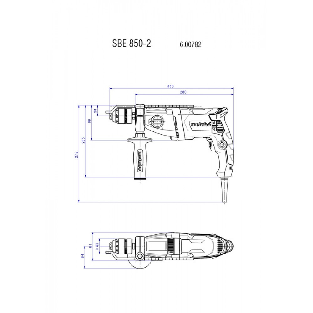 Бормашина ударна 850W METABO SBE 850-2 ZKBF |  |  |