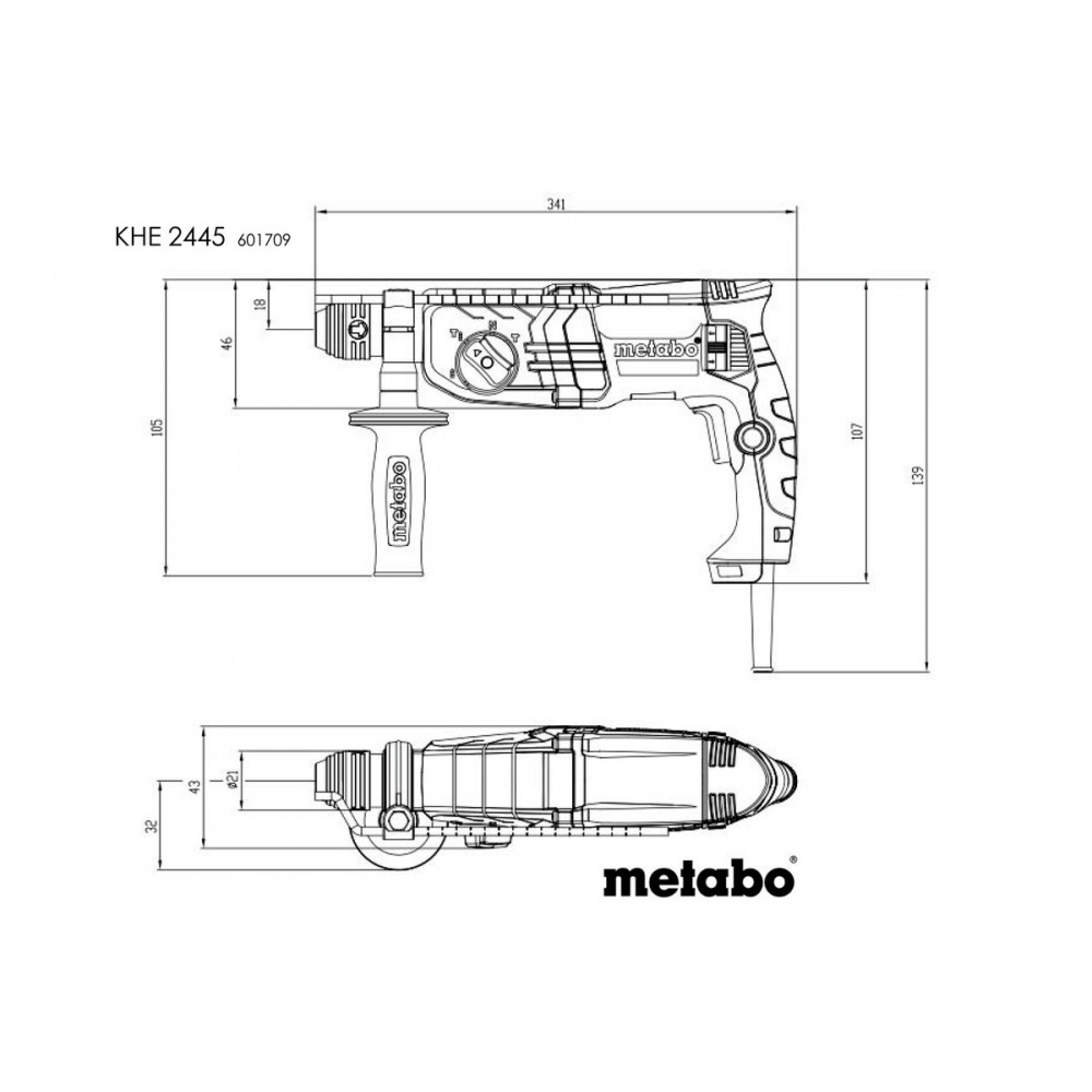 Перфоратор 800W 24mm METABO KHE 2445 KOMBI |  |  |