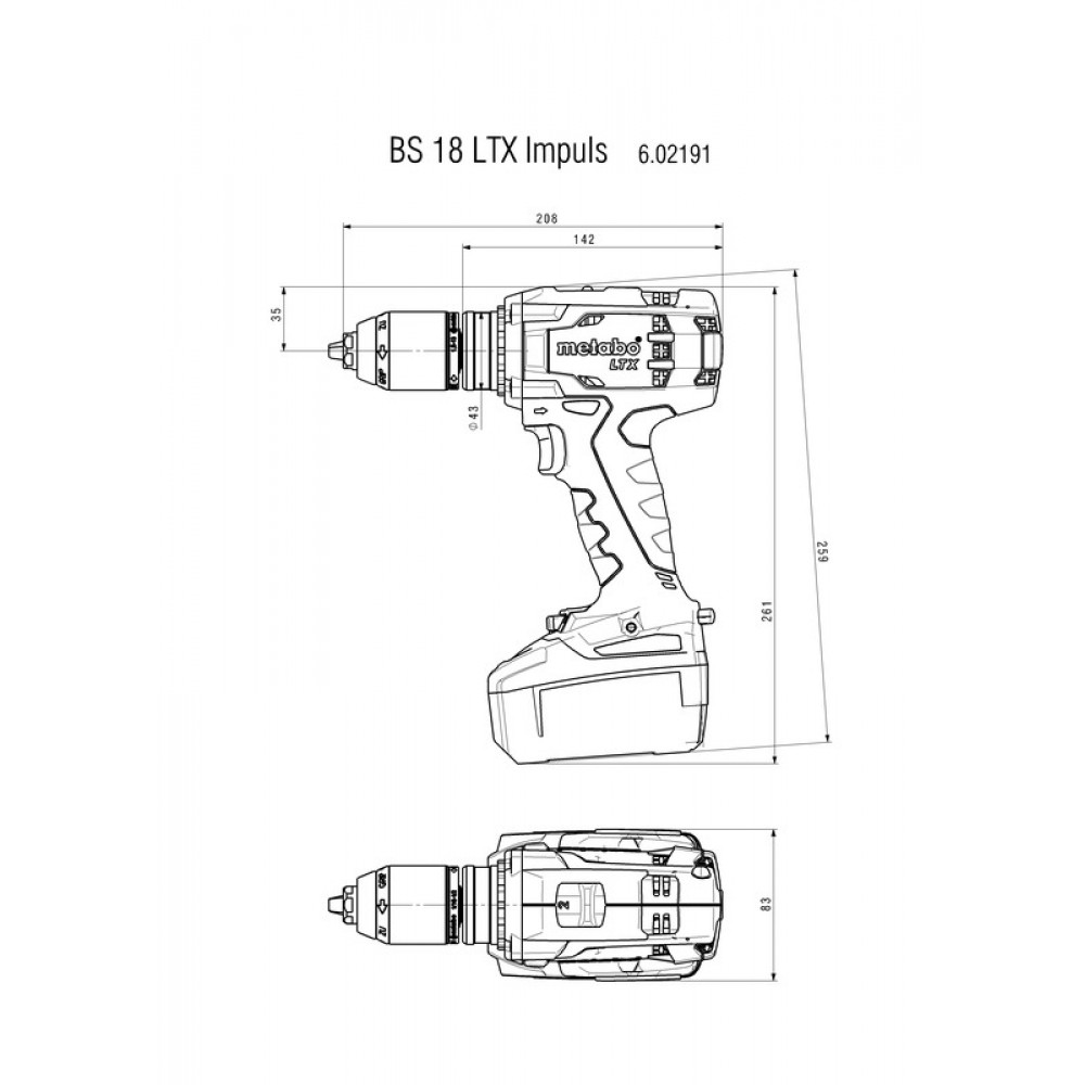 Винтоверт акум. 18V 110Nm METABO BS 18 LTX Impuls 2x4.0 Ah |  |  |