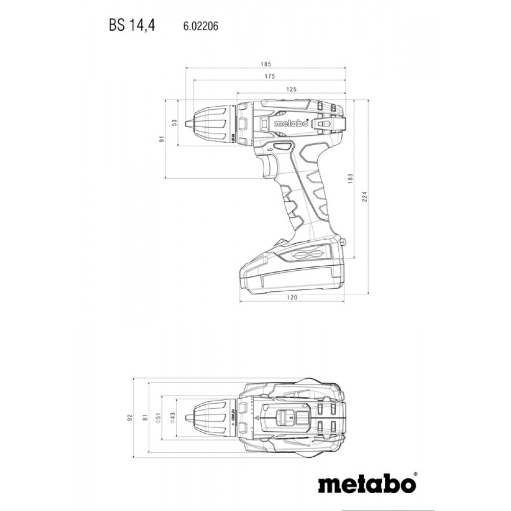 Винтоверт акум. 14.4V 40Nm METABO BS 14.4 2x2.0AH 10mm |  |  |