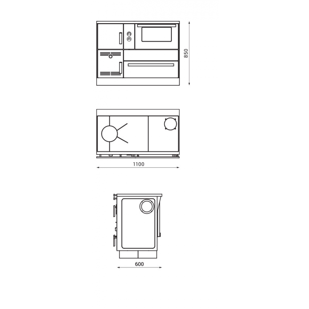 Готварска печка на дърва с водна риза Alfa Plam Alfa Term 35 White-Left, 32kW | Готварски печки на дърва |  |