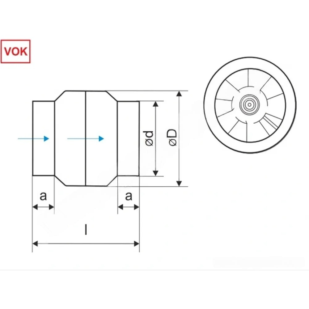 Канален вентилатор MMotors - VOK 120/100 ВТ с термодатчик, високотемпературен |  Канални вентилатори | Вентилатори |