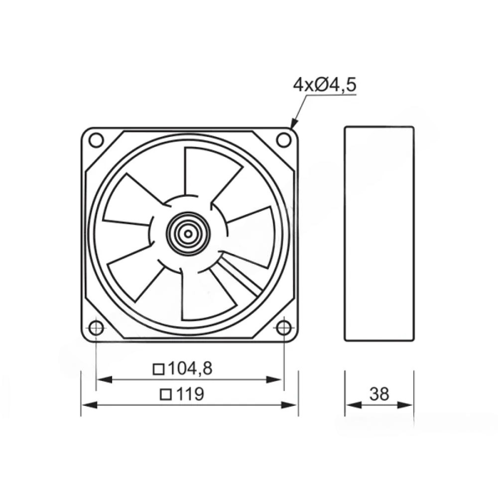 Осов вентилатор 119х119х38мм, 230V, 18W MMOTORS VA 12/2 T, високотемпературен |  Осови вентилатори | Вентилатори |