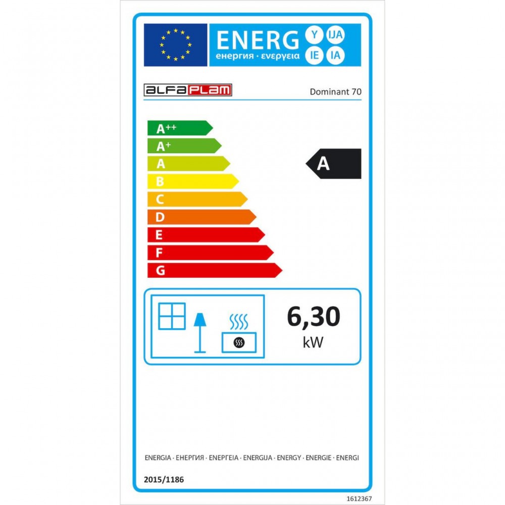 Готварска печка на дърва Alfa Plam Dominant 70 Anthracite, 6.3kW |  |  |