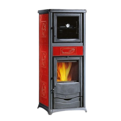 Италианска камина на дърва с фурна La Nordica Rossella Plus Forno Evo червена, 9.1kW - Италиански камини и печки на дърва