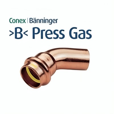 Коляно нипел 45° Conex Banninger Ф18, медни прес фитинги за газ - Сравняване на продукти