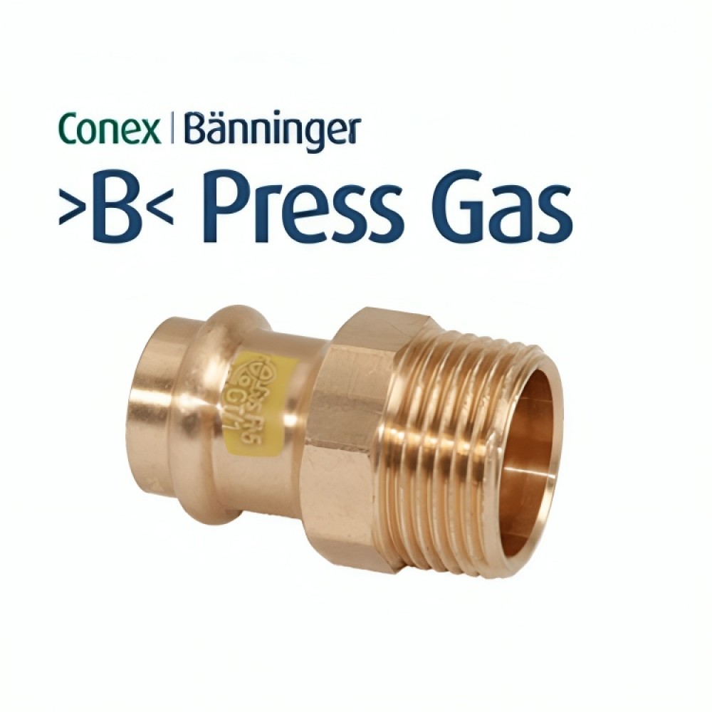 Нипел мъжки Conex Banninger Ф22 х 1/2, медни прес фитинги за газ | Медни фитинги за климатици | Материали за монтаж на климатици |