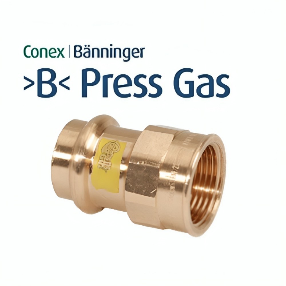 Нипел женски Conex Banninger Ф18 х 1/2, медни прес фитинги за газ | Медни фитинги за климатици | Материали за монтаж на климатици |