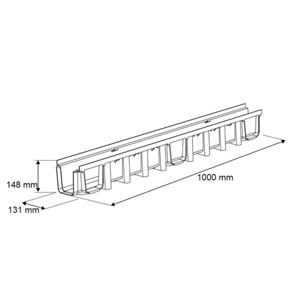 Отводнителен канал с решетка 1000/148 PVC, А15 KN сив | Отводнителни канали |  |