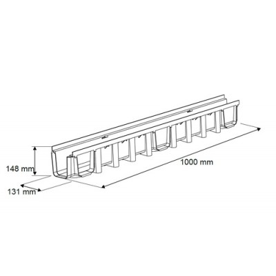 Отводнителен канал с решетка 1000/148 PVC, B125 KN графит - Отводнителни канали