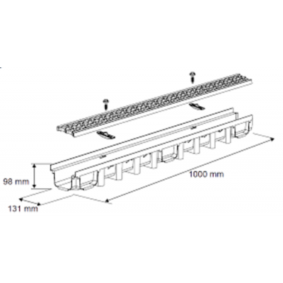 Отводнителен канал с решетка 1000/98 PVC, A15 KN, сива - Сравняване на продукти