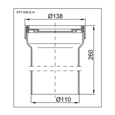 Прав преходник PP за тоалетна чиния, Ф110 L-260MM - Styron