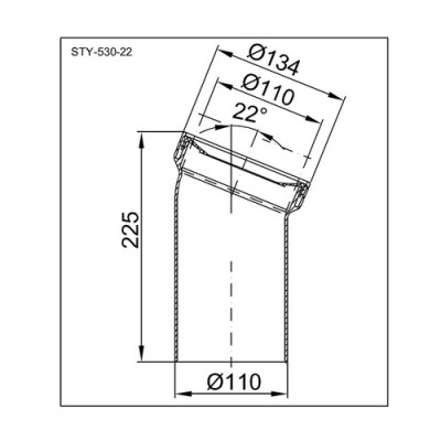 Преходник коляно PP за тоалетна чиния 22°, Ф110 L-225MM - Styron