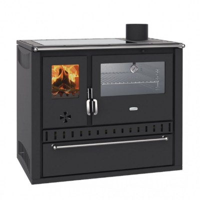 Готварска печка на дърва с водна риза Прити GT W10 черна, с иноксова фурна, стъклокерамичен плот и чекемдже, 13.3 kW - Сравняване на продукти