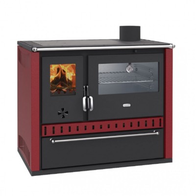 Готварска печка на дърва с водна риза Прити GT W10 червена, с иноксова фурна, стоманен плот и чекемдже, 13.3 kW - Сравняване на продукти