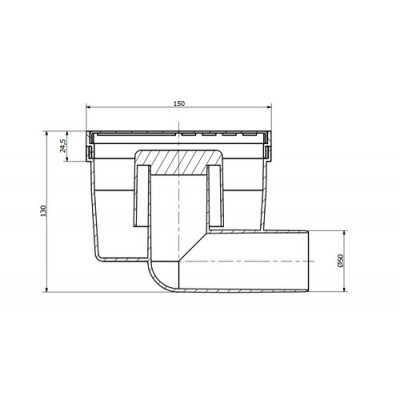 Рогов сифон със странично оттичане, Ф50 PP/PP 150Х150Х130, бял - ZMM Maxpol