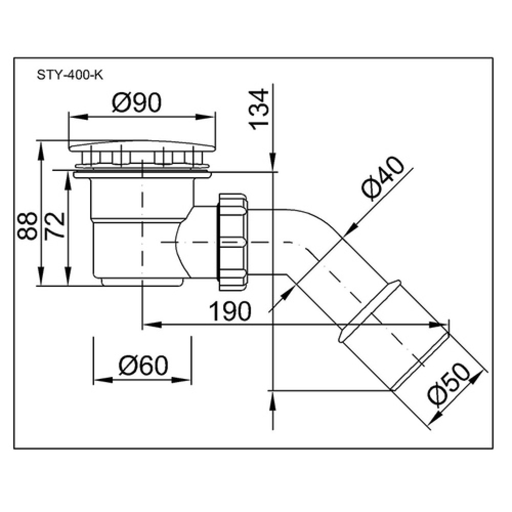 Сифон за душ корито Ф60 - 90мм + коляно Ф40/50 - 45°, хром | Сифони за душ корито | Сифони за баня |