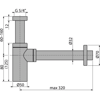 Сифон за мивка месинг CRNI Ф32*5/4", кръгъл - Styron