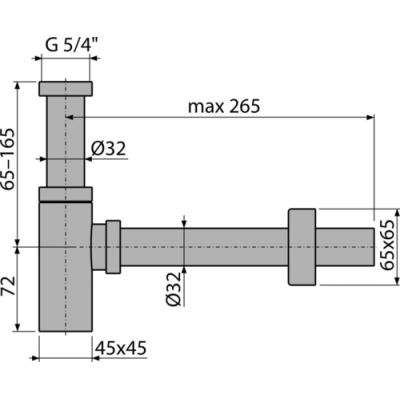 Сифон за мивка месинг CRNI Ф32*5/4", квадратен - Styron