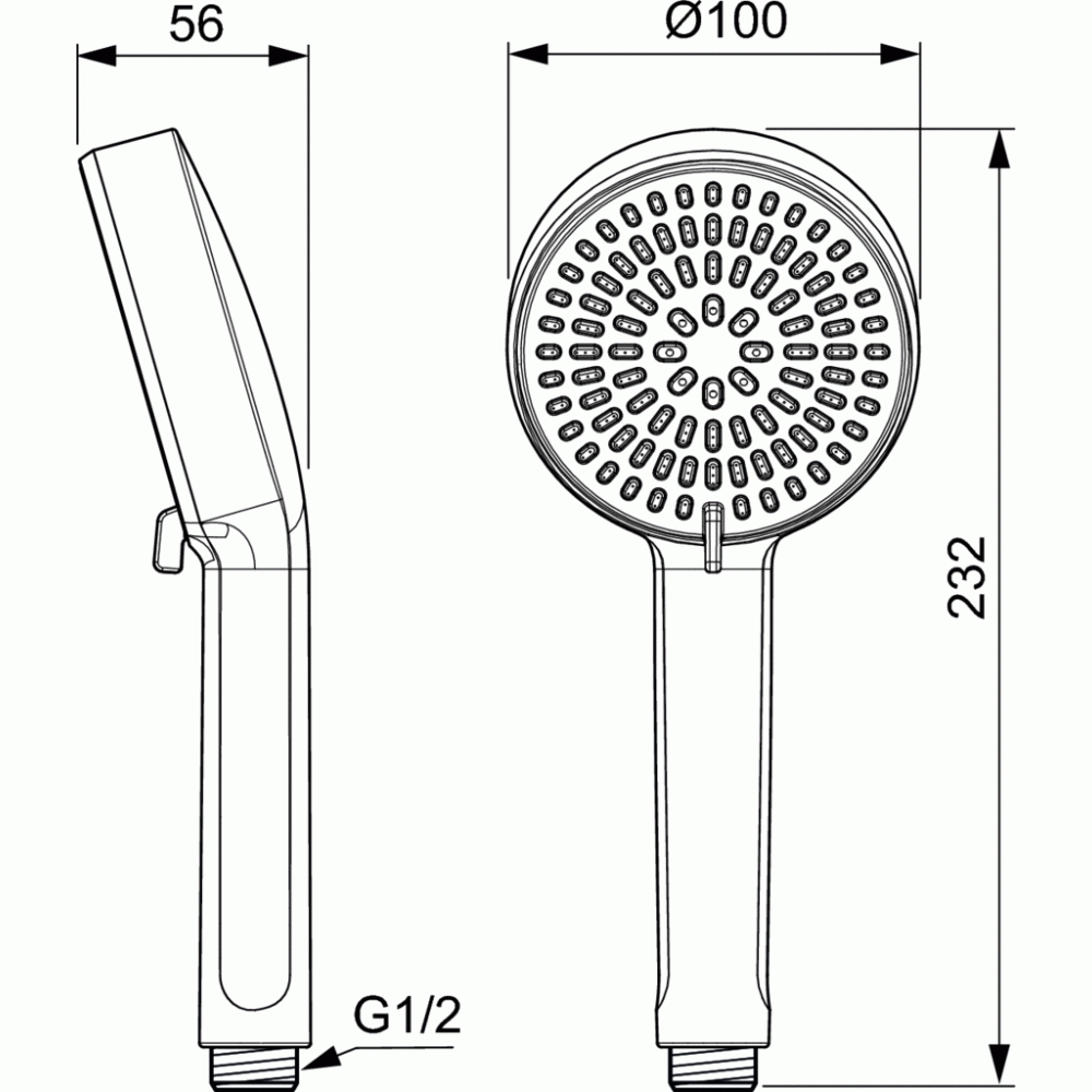 IDEALRAIN ALU+ 2-функционален ръчен душ Ø100 mm | Душове за баня |  |